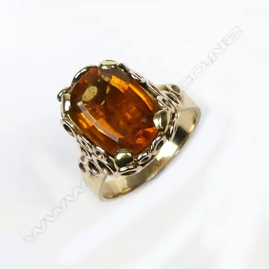 A retro 9ct gold and citrine ring