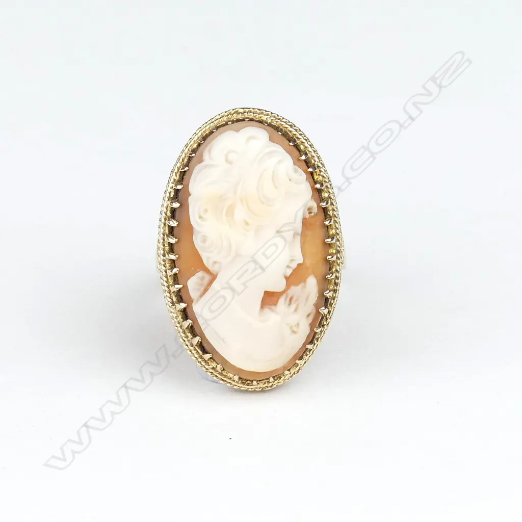 A retro 9ct gold and cameo ring Image 1++