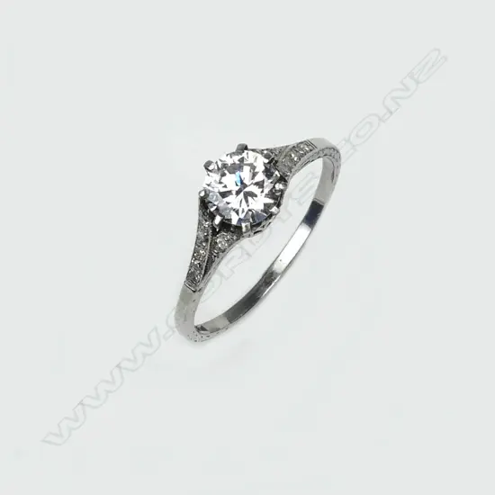 A platinum diamond solitaire diamond ring