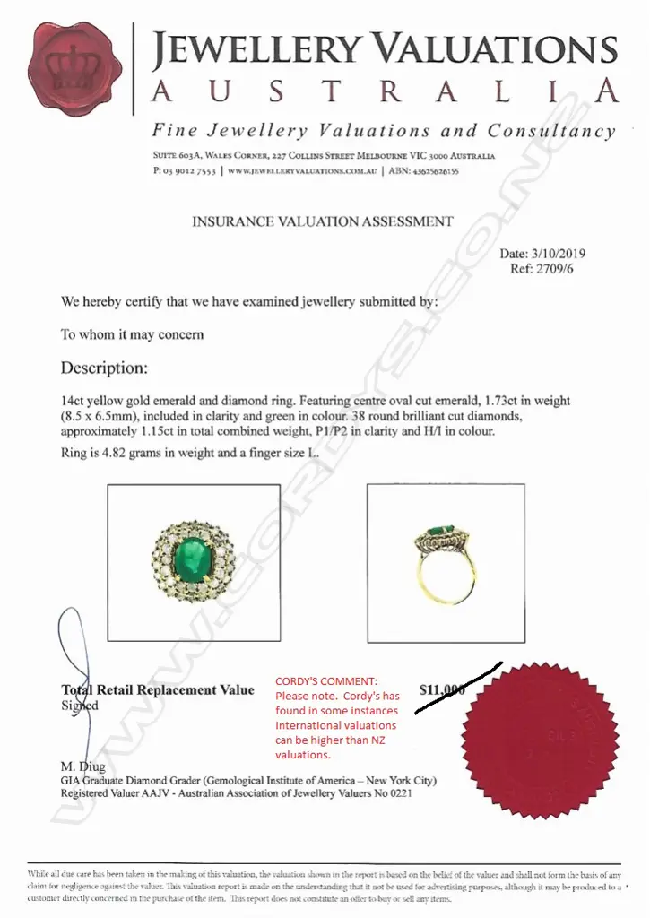 A 14ct yellow gold emerald and diamond ring Image 1++