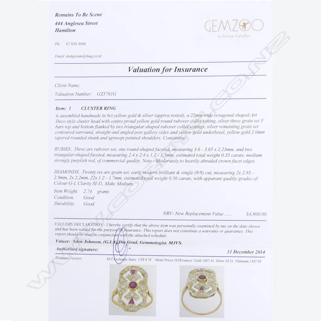 An Art Deco 9ct gold and silver diamond and ruby ring Image 1++