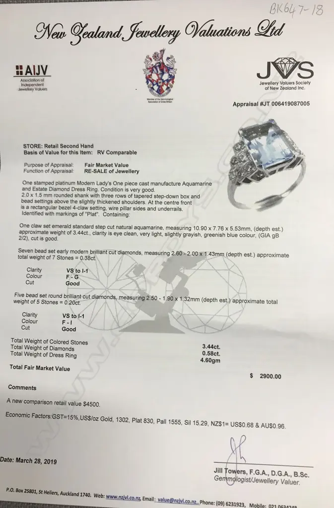 A platinum aquamarine and diamond ring Image 1++