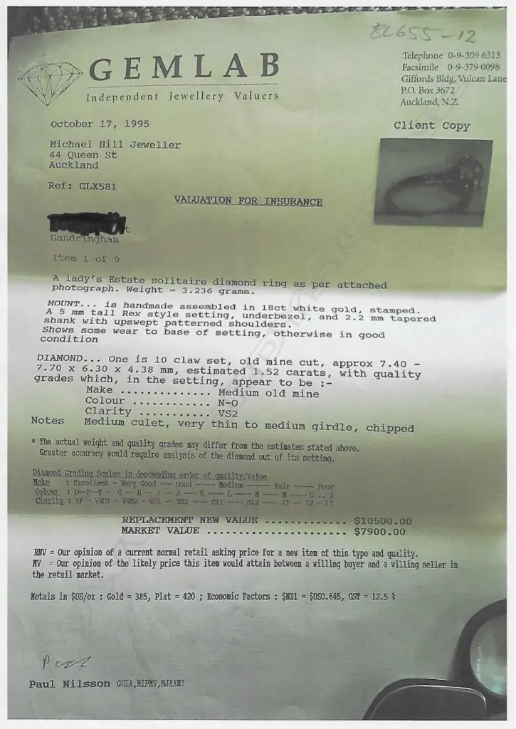 A c.1920s 1.52ct. solitaire diamond ring Image 1++