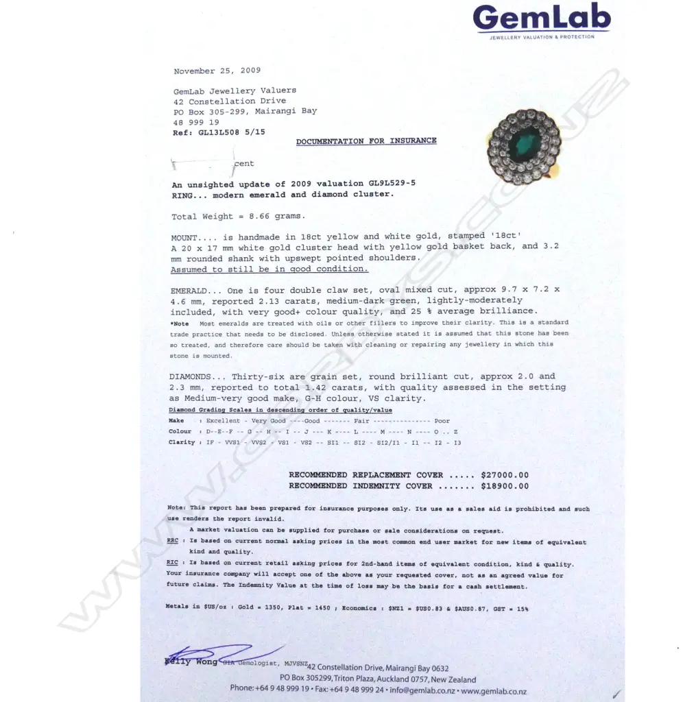 An impressive 18ct. yellow and white gold emerald and multi-diamond cluster ring Image 1++