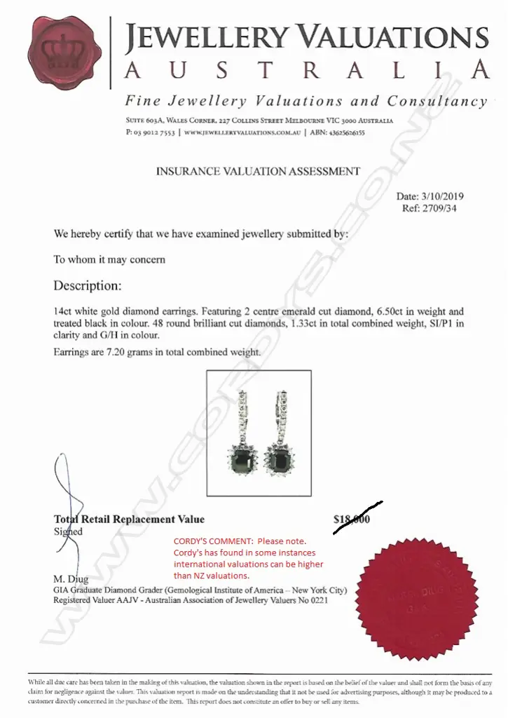 A pair of 14ct white gold and diamond earrings Image 1++