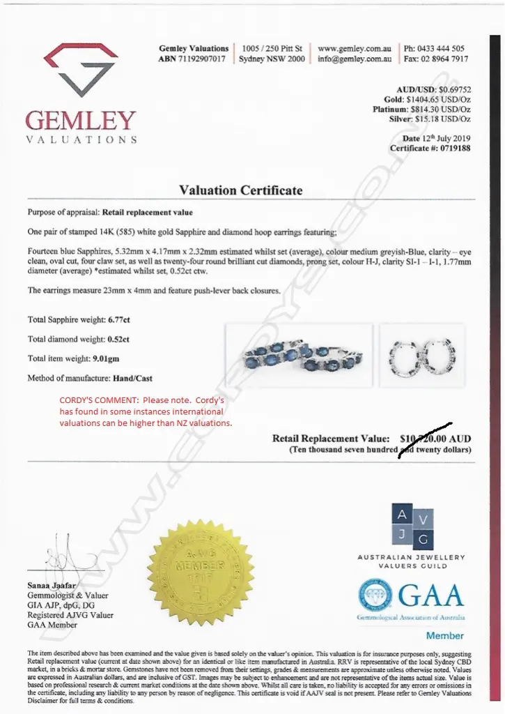 A pair of 14ct white gold sapphire and diamond hoop earrings Image 1++