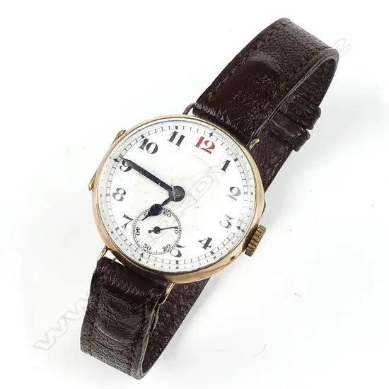 A 9ct gold WWI wristwatch