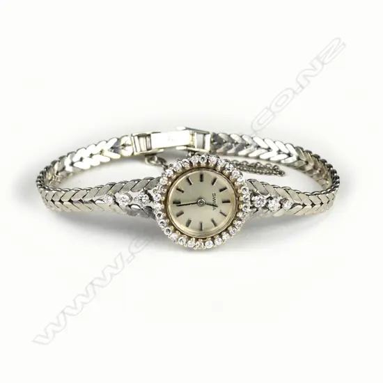 A lady's 18ct white gold and diamond wristwatch