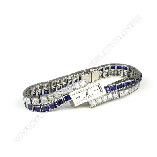 A lady’s platinum and diamond wristwatch