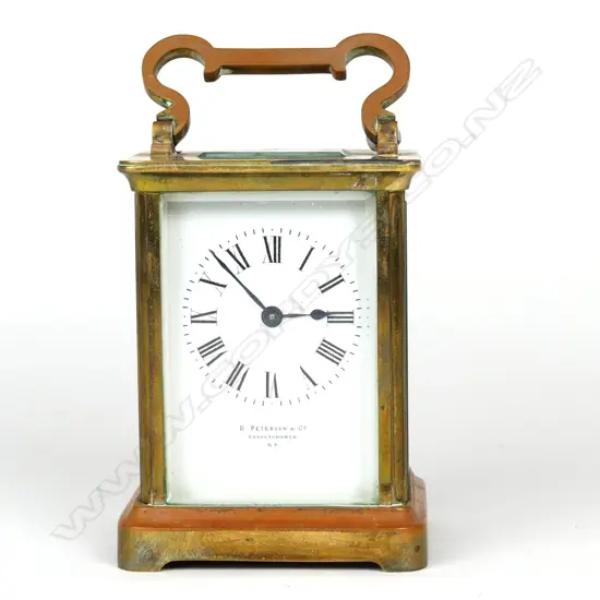 A French brass corniche cased carriage clock