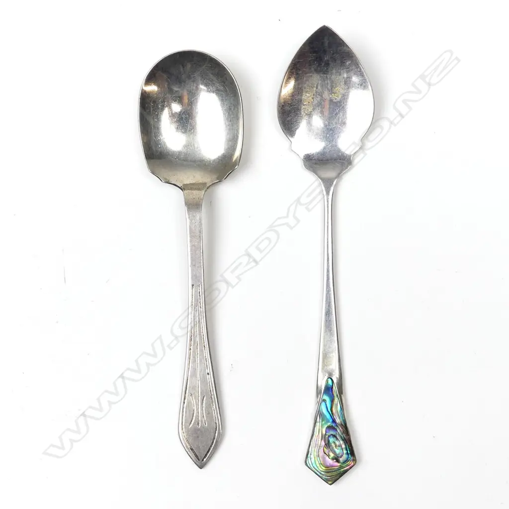 An NZ sterling silver jam spoon by Avon Plate Works and another Image 1++