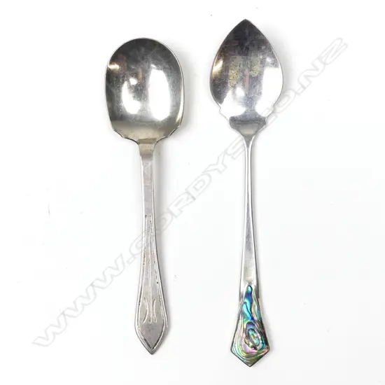 An NZ sterling silver jam spoon by Avon Plate Works and another