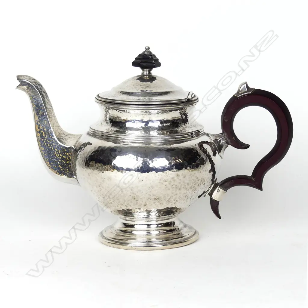 A historical New Zealand silver pedestal teapot by Fred Money Image 1++