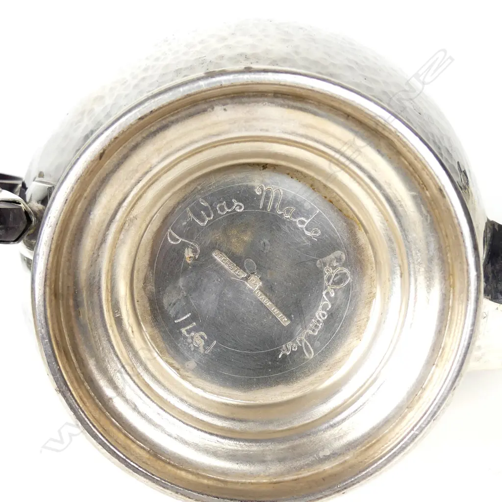 A historical New Zealand silver pedestal teapot by Fred Money Image 1++