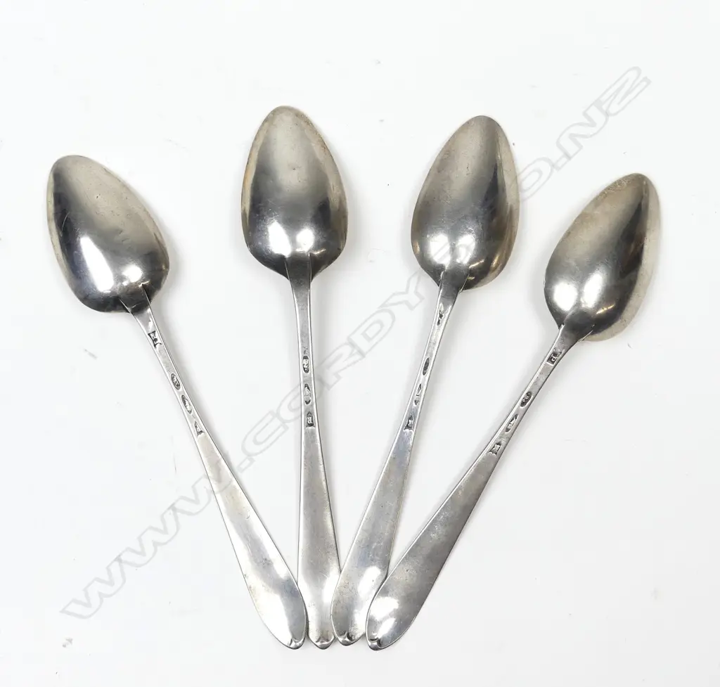 Four George III Irish silver dessert spoons Image 1++