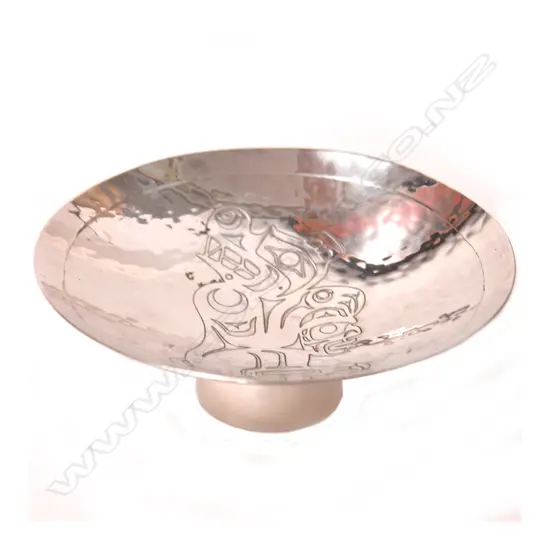 Harold Alfred (Canadian) handcrafted silver on copper pedestal bowl