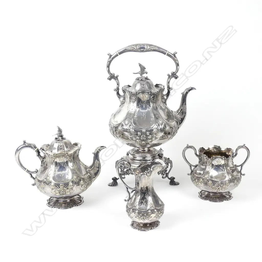 A Victorian silver plate tea set Image 1++