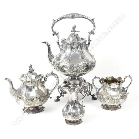 A Victorian silver plate tea set