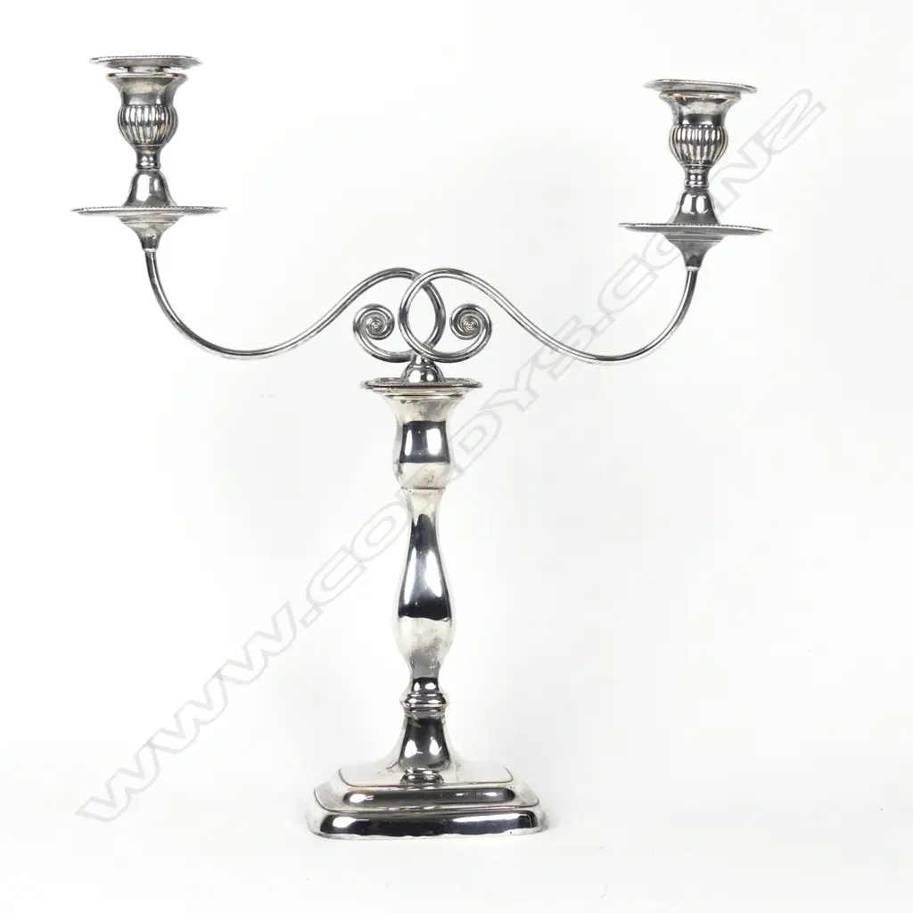 A Sheffield plate two branch candelabra Image 1++