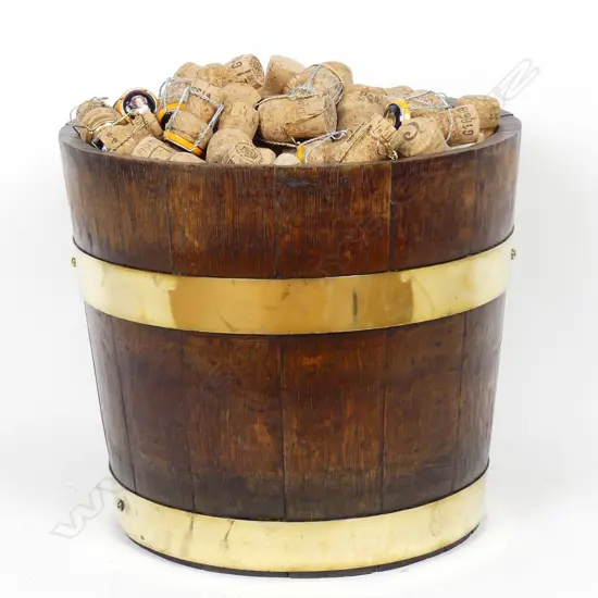 A coopered oak brass bound bucket