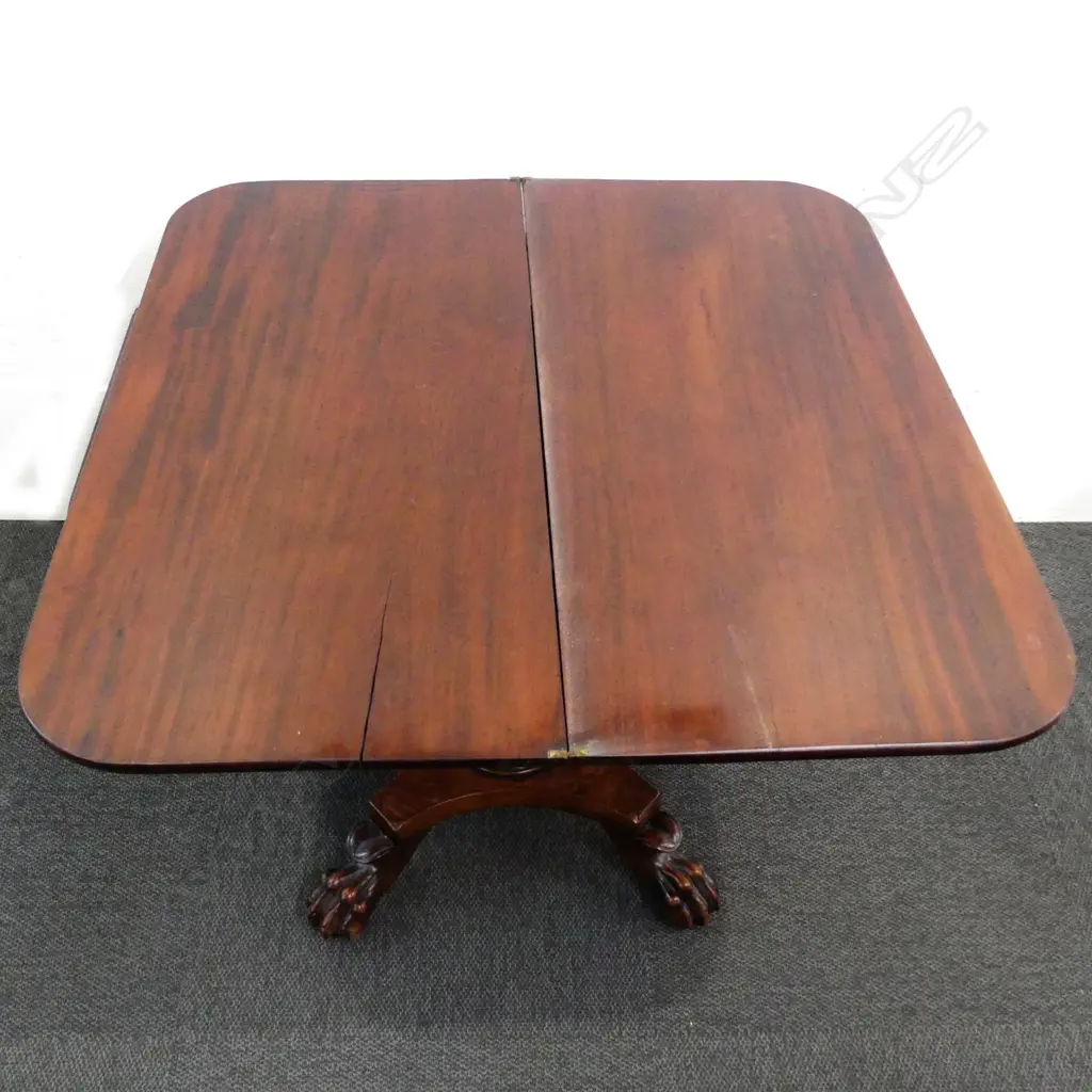 A William IV mahogany flap-top tea table Image 1++