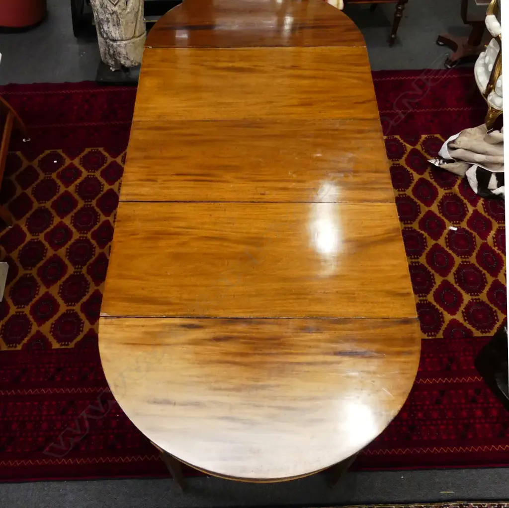 A 19thC walnut D-end dining table Image 1++