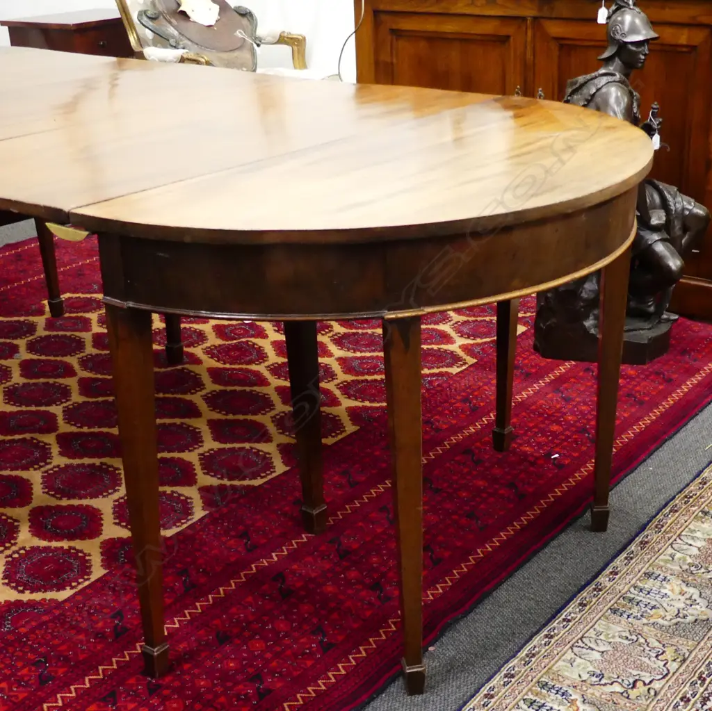 A 19thC walnut D-end dining table Image 1++