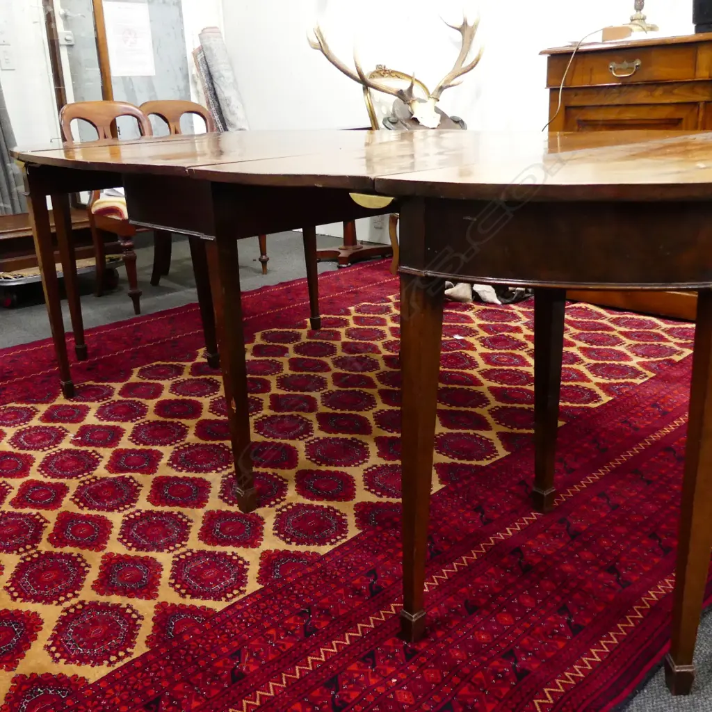 A 19thC walnut D-end dining table Image 1++