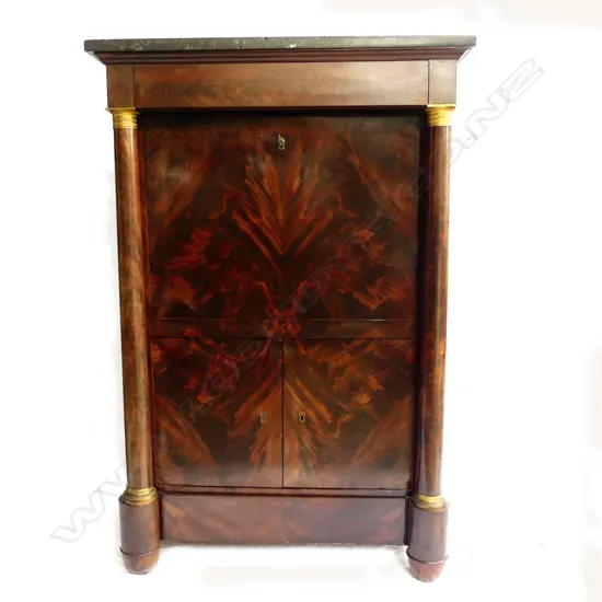 A 19thC flame mahogany Biedermeier secrétaire à abattant