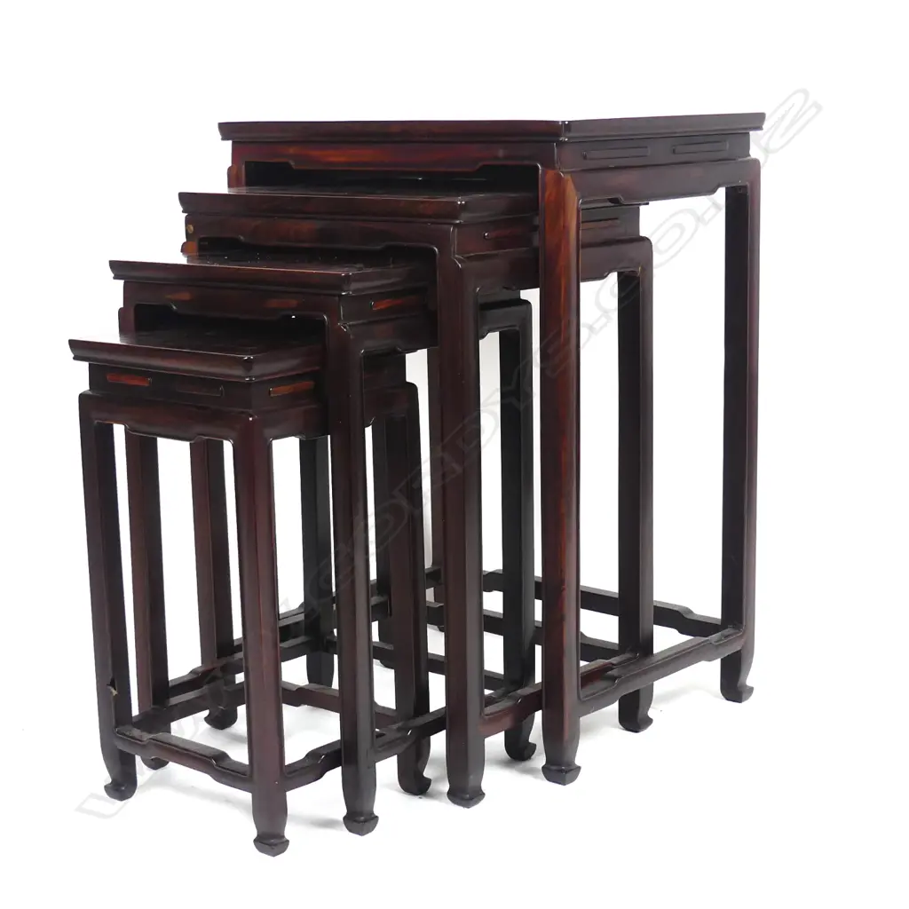 A set of four Chinese quality rosewood nesting tables Image 1++