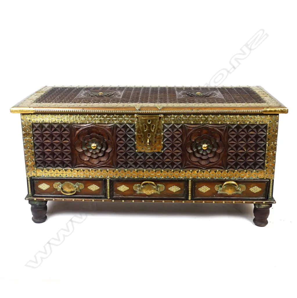 An iroko (hardwood) and brass Zanzibar chest Image 1++
