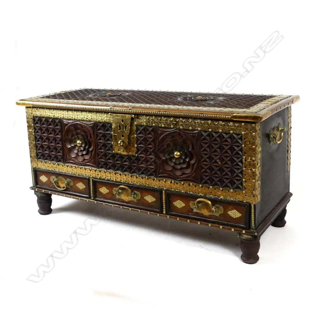 An iroko (hardwood) and brass Zanzibar chest Image 1++