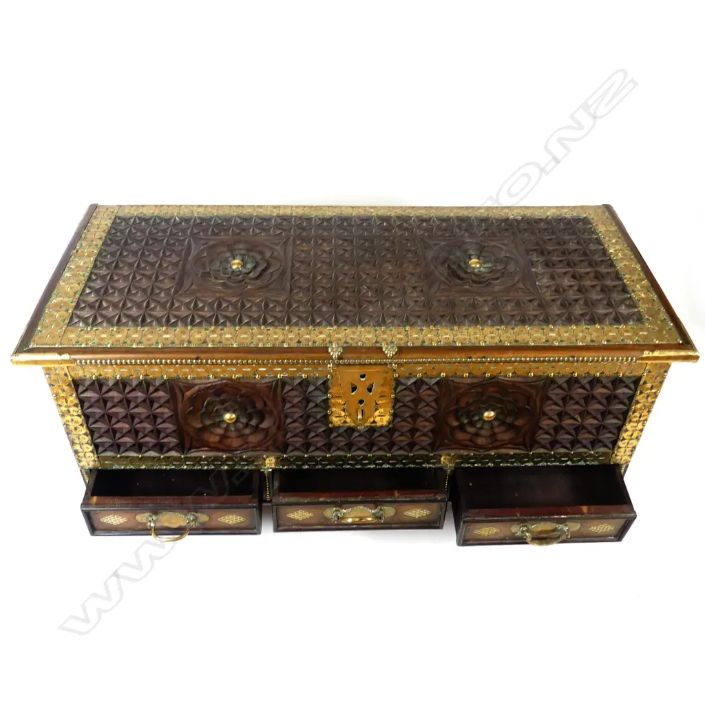 An iroko (hardwood) and brass Zanzibar chest Image 1++