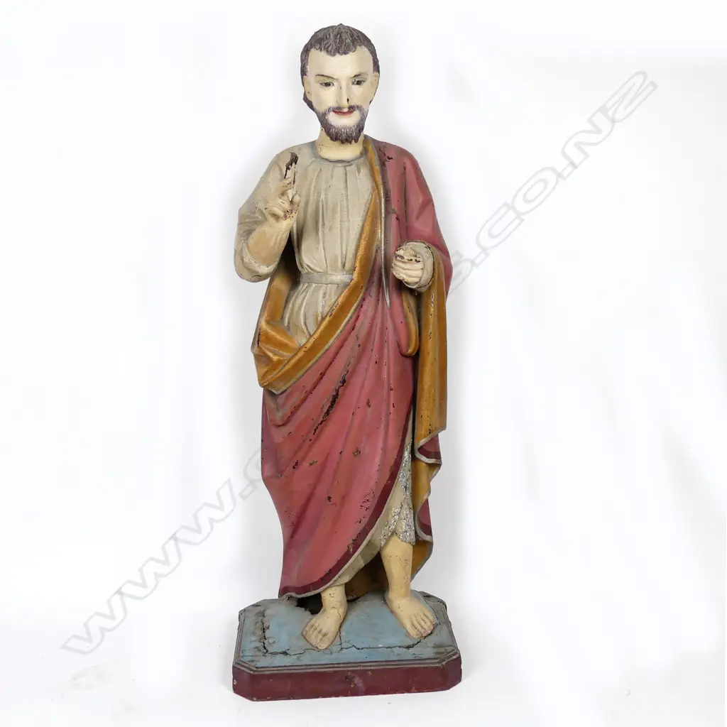 A large antique wooden statue of St. James The Greater Image 1++