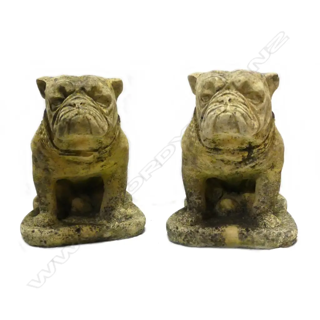 A pair of English Church stone bulldog sculptures Image 1++