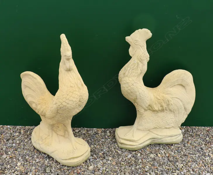 A pair of English Church stone cockerel sculptures Image 1++