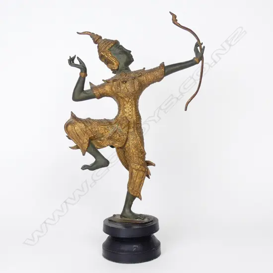 An early 20thC Thai gilt bronze figure of an archer