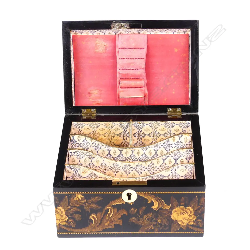 A Victorian Tunbridge ware stationery box Image 1++