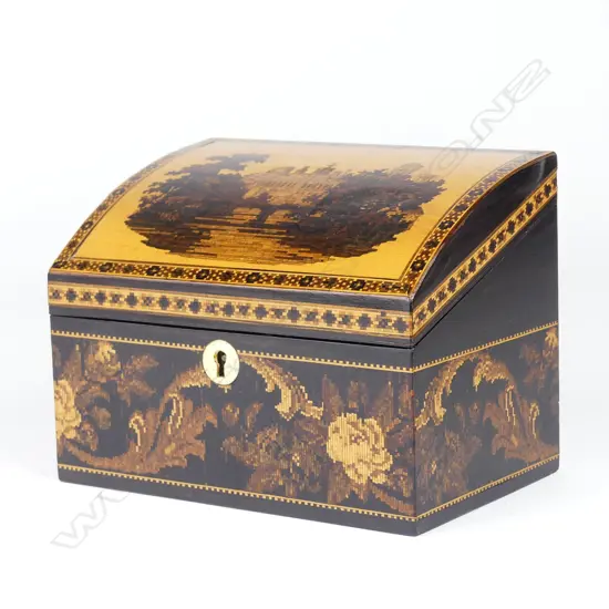 A Victorian Tunbridge ware stationery box