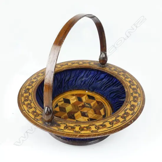A Victorian Tunbridge ware basket