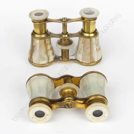 A pair of late 19thC French mother-of-pearl opera glasses