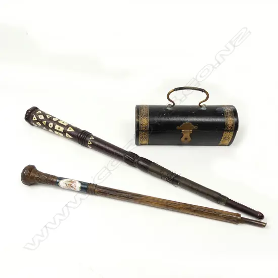 A 19thC African inlaid fly whisk handle