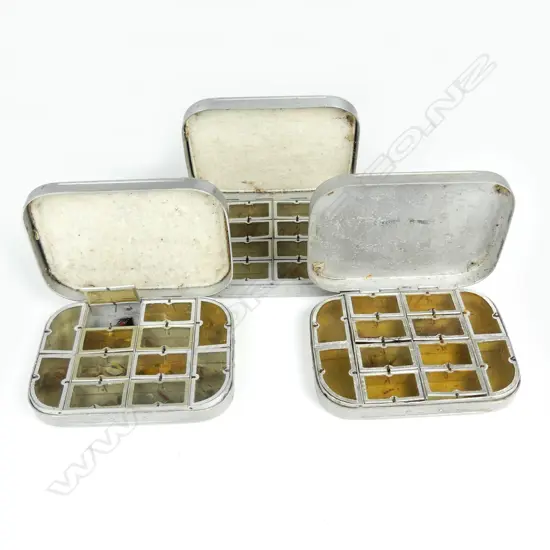Three Wheatley Silmalloy metal fly boxes