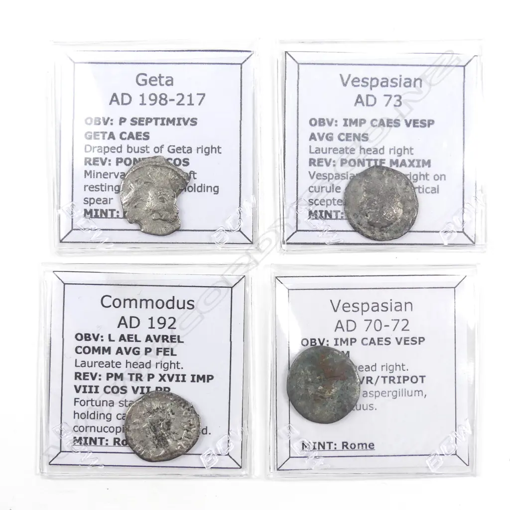 Four ancient Roman denarius coins Image 1++