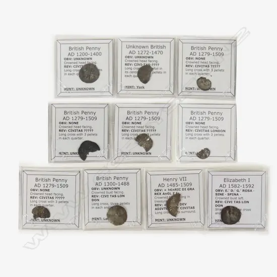 Ten silver British hammered coins