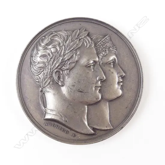 A silver medallion to commemorate the marriage of Napoleon to Marie Louise