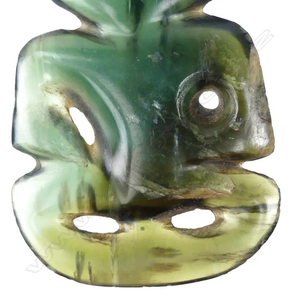 An uncommon 19thC Maori pounamu hei tiki Image 1++