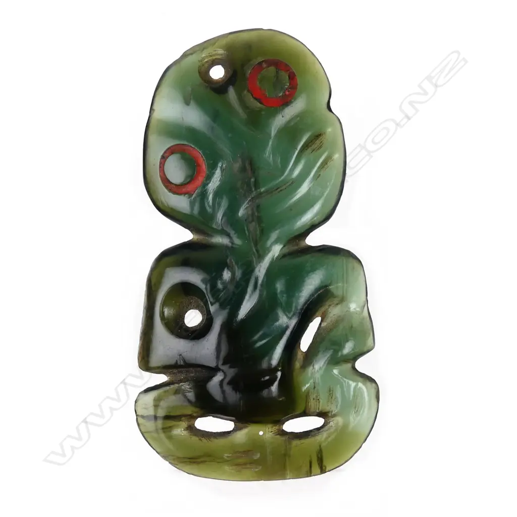 An uncommon 19thC Maori pounamu hei tiki Image 1++