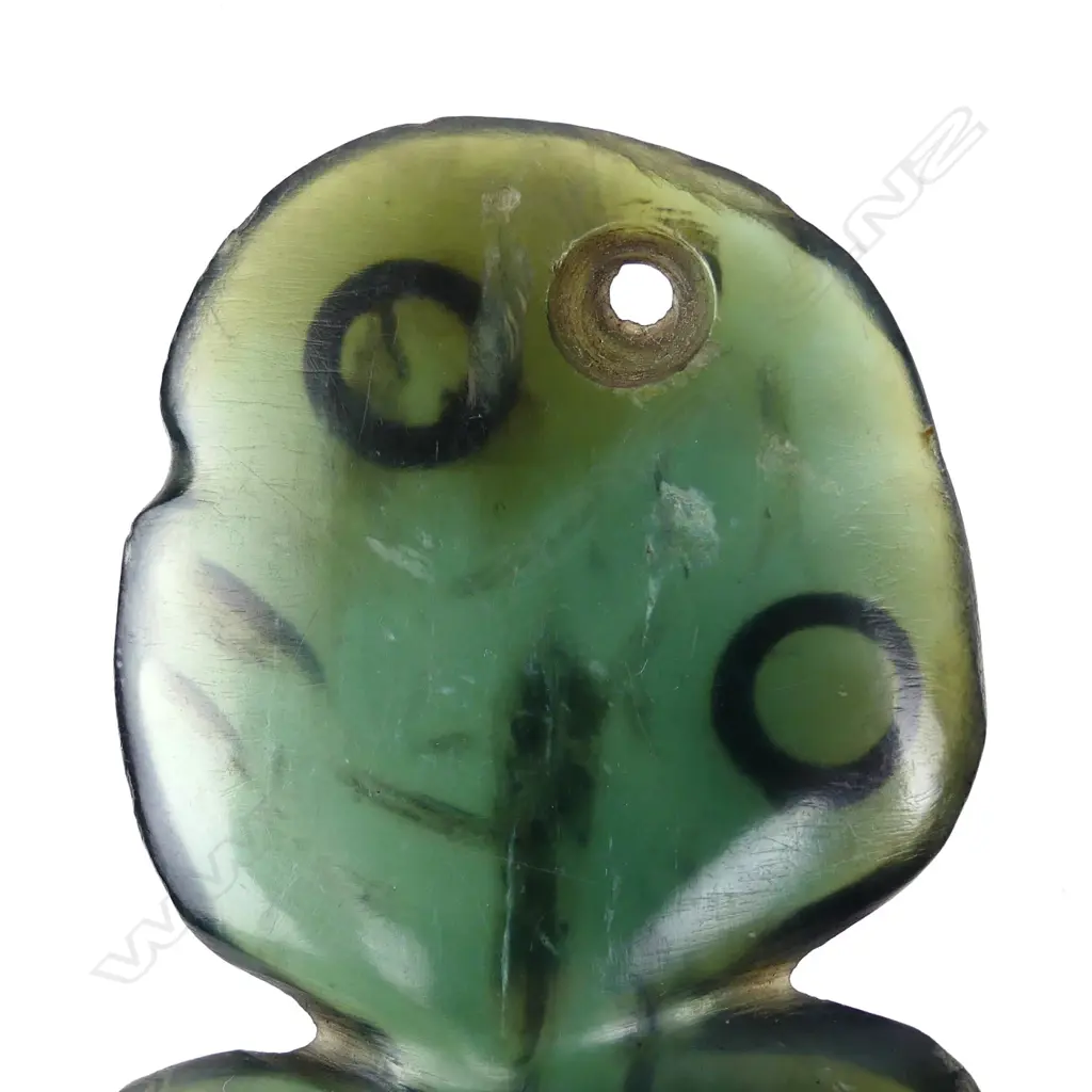 An uncommon 19thC Maori pounamu hei tiki Image 1++