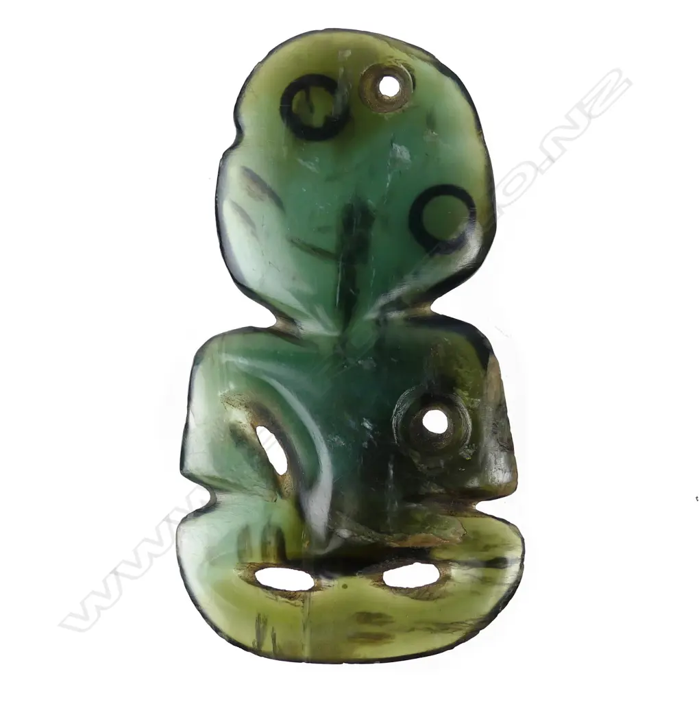 An uncommon 19thC Maori pounamu hei tiki Image 1++